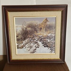 😄Vintage Robert Bateman framed print Coyote in Winter Sage